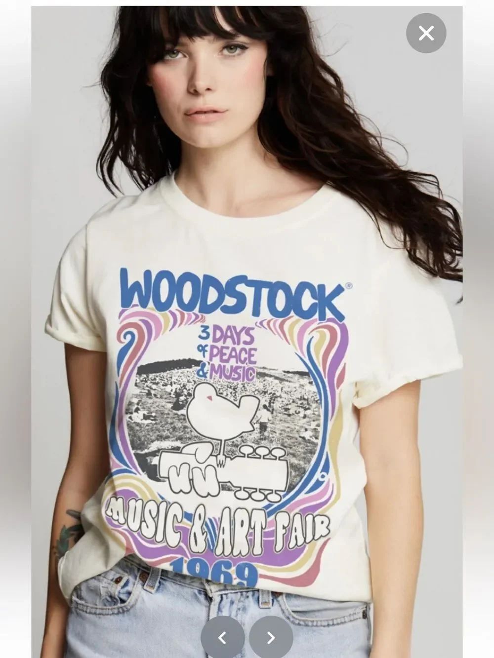 Recycled Karma Woodstock 1969 Graphic Tee in Taupe Small